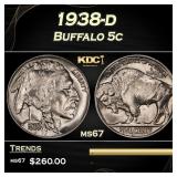 1938-d Buffalo Nickel 5c ms67 SEGS