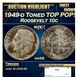 1949-d Roosevelt Dime Toned TOP POP! 10c ms68 SEGS