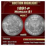 1891-p Morgan Dollar $1 Grades ms65 SEGS