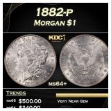 1882-p Morgan Dollar $1 Grades ms64+
