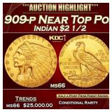 1909-p Gold Indian Quarter Eagle Near Top Pop! $2