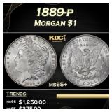 1889-p Morgan Dollar $1 Grades ms65+