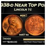 1938-d Lincoln Cent Near Top Pop 1c ms67 rd SEGS