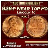 1926-p Lincoln Cent Near Top Pop! 1c ms67 rd SEGS