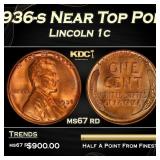 1936-s Lincoln Cent Near Top Pop 1c ms67 rd SEGS