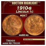 1910-s Lincoln Cent 1c ms66 rd SEGS