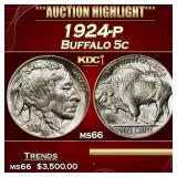 1924-p Buffalo Nickel 5c ms66 SEGS