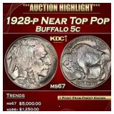 1928-p Buffalo Nickel Near Top Pop 5c ms67 SEGS