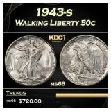 1943-s Walking Liberty Half Dollar 50c Grades ms66