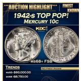 1942-s Mercury Dime TOP POP! 10c ms68+ FSB SEGS