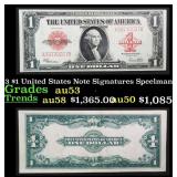1923 $1 United States Note Grades Select AU Signat