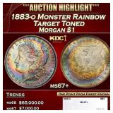 1883-o Morgan Dollar Monster Rainbow Target Toned