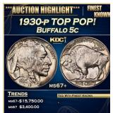 1930-p Buffalo Nickel TOP POP! 5c ms67+ SEGS