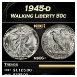 1945-d Walking Liberty Half Dollar 50c ms66+ SEGS