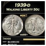 1939-d Walking Liberty Half Dollar 50c ms66+ SEGS