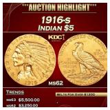 1916-s Gold Indian Half Eagle $5 ms62 SEGS