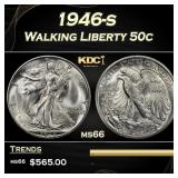 1946-s Walking Liberty Half Dollar 50c Grades ms66