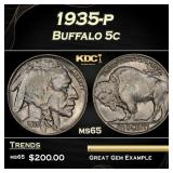 1935-p Buffalo Nickel 5c Grades ms65