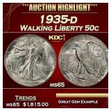 1935-d Walking Liberty Half Dollar 50c ms65 SEGS