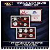 1999 United States Silver Proof Set about 1 1/2 ou