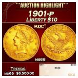 1901-p Gold Liberty Eagle $10 ms66 SEGS