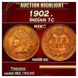 1902 Indian Cent . 1c ms66 rd SEGS