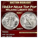 1943-p Walking Liberty Half Dollar Near Top Pop 50