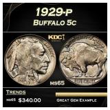 1929-p Buffalo Nickel 5c Grades ms65