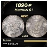 1890-p Morgan Dollar $1 Grades ms64