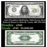 1934 $500 Green Seal Federal Reserve Note Presiden