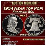 1954 Proof Franklin Half Dollar Near Top Pop! 50c
