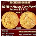 1915-p Gold Indian Quarter Eagle Near Top Pop! $2