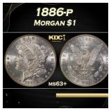 1886-p Morgan Dollar $1 Grades ms63+