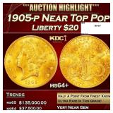 1905-p Gold Liberty Double Eagle Near Top Pop $20