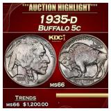 1935-d Buffalo Nickel 5c ms66 SEGS