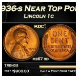 1936-s Lincoln Cent Near Top Pop 1c ms67 rd SEGS