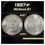 1897-p Morgan Dollar $1 Grades ms63+