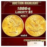 1886-s Gold Liberty Half Eagle $5 ms64 SEGS