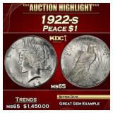 1922-s Peace Dollar $1 ms65 SEGS