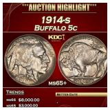 1914-s Buffalo Nickel 5c ms65+ SEGS