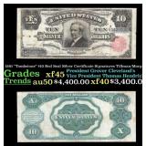 1891 $10 Red Seal Silver Certificate "Tombstone" G