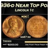 1936-d Lincoln Cent Near Top Pop 1c ms67 rd SEGS