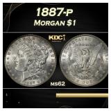 1887-p Morgan Dollar $1 Grades ms62
