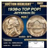 1938-d Jefferson Nickel TOP POP! 5c ms68+ 5FS SEGS