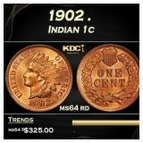 1902 Indian Cent . 1c Grades ms64 rd