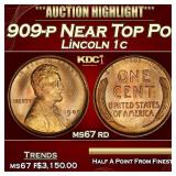 1909-p Lincoln Cent Near Top Pop! 1c ms67 rd SEGS