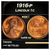 1916-p Lincoln Cent 1c Grades ms66 rd