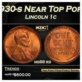 1930-s Lincoln Cent Near Top Pop! 1c Grades ms66 r