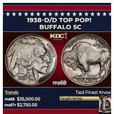 1938-d/d Buffalo Nickel TOP POP! 5c ms68 SEGS