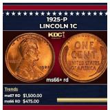 1925-p Lincoln Cent 1c ms66+ rd SEGS